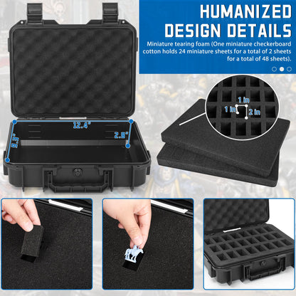 TORIBIO Miniature Storage Figure Hard Shell Case, 48 Slot Miniature Sturdy Hard Case Figurine Carrying Case, Compatible with D&D DND Minis and More