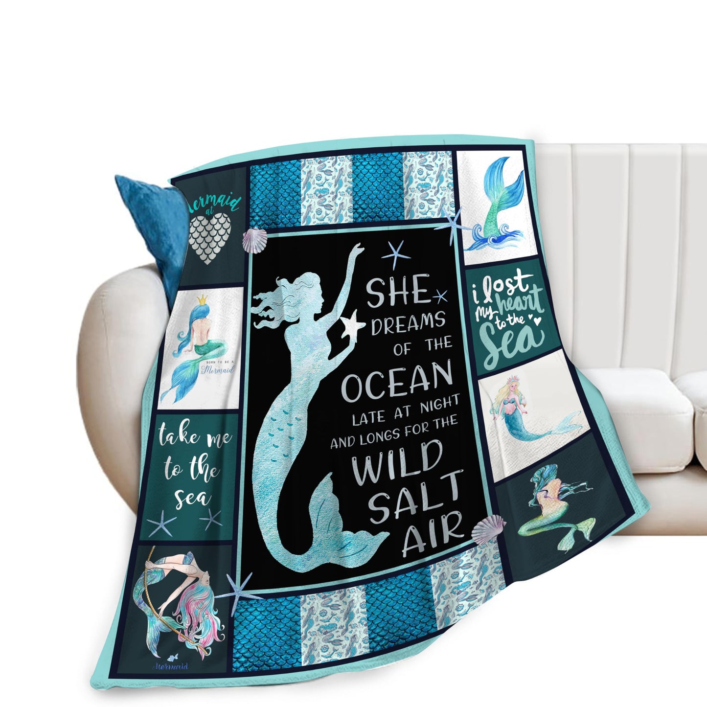 Mermaid Blanket Mermaid Tail Throw Blanket Soft Fleece Flannel Bedding Mermaid Gifts for Women Girls Lovers Adults Boys Stuff Plush for Couch Sofa Bed Room Decor 40"X50"