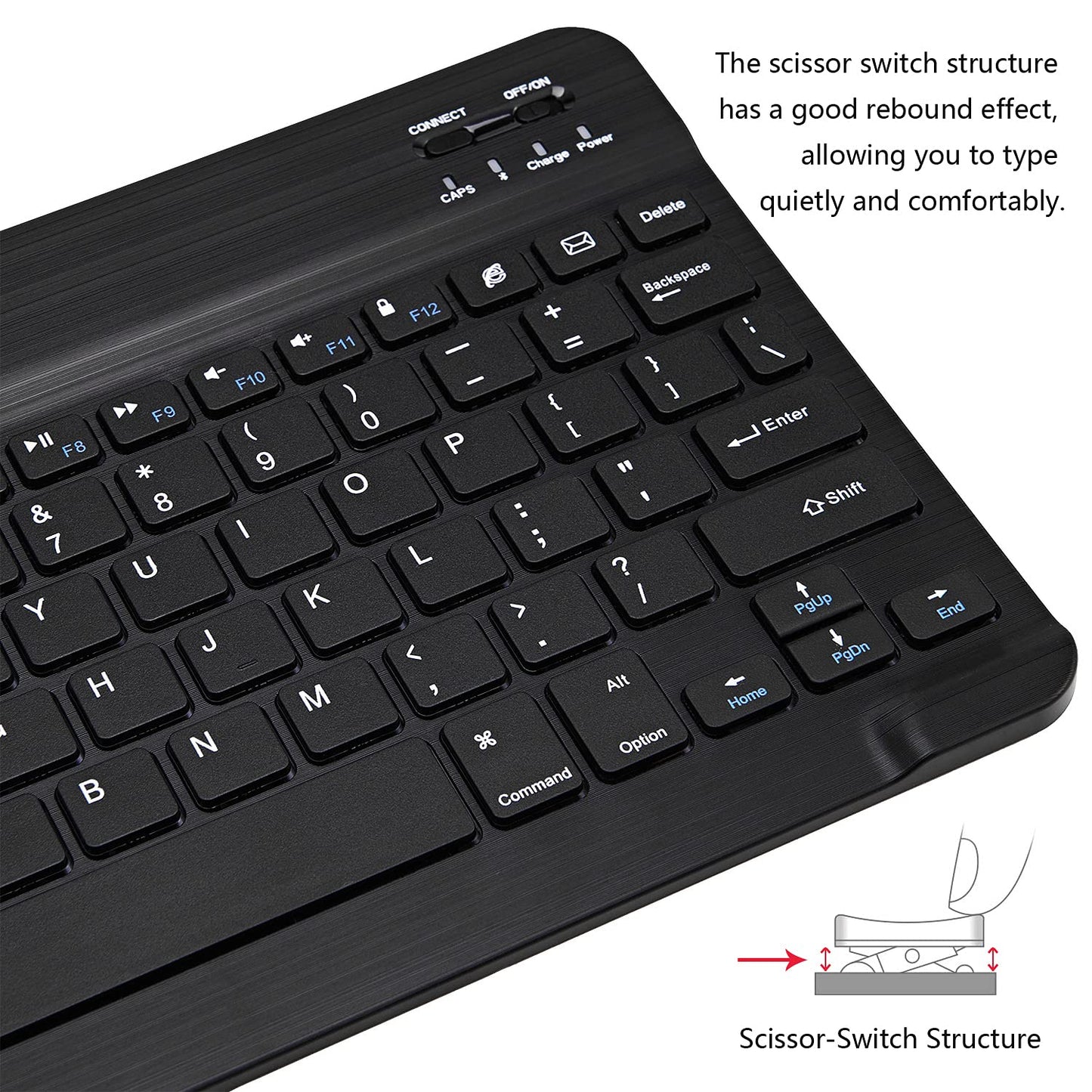 Ultra-Slim Bluetooth Keyboard Portable Mini Wireless Keyboard Rechargeable for Apple iPad iPhone Samsung Tablet Phone Smartphone iPadOS iOS Android (10 inch Black)