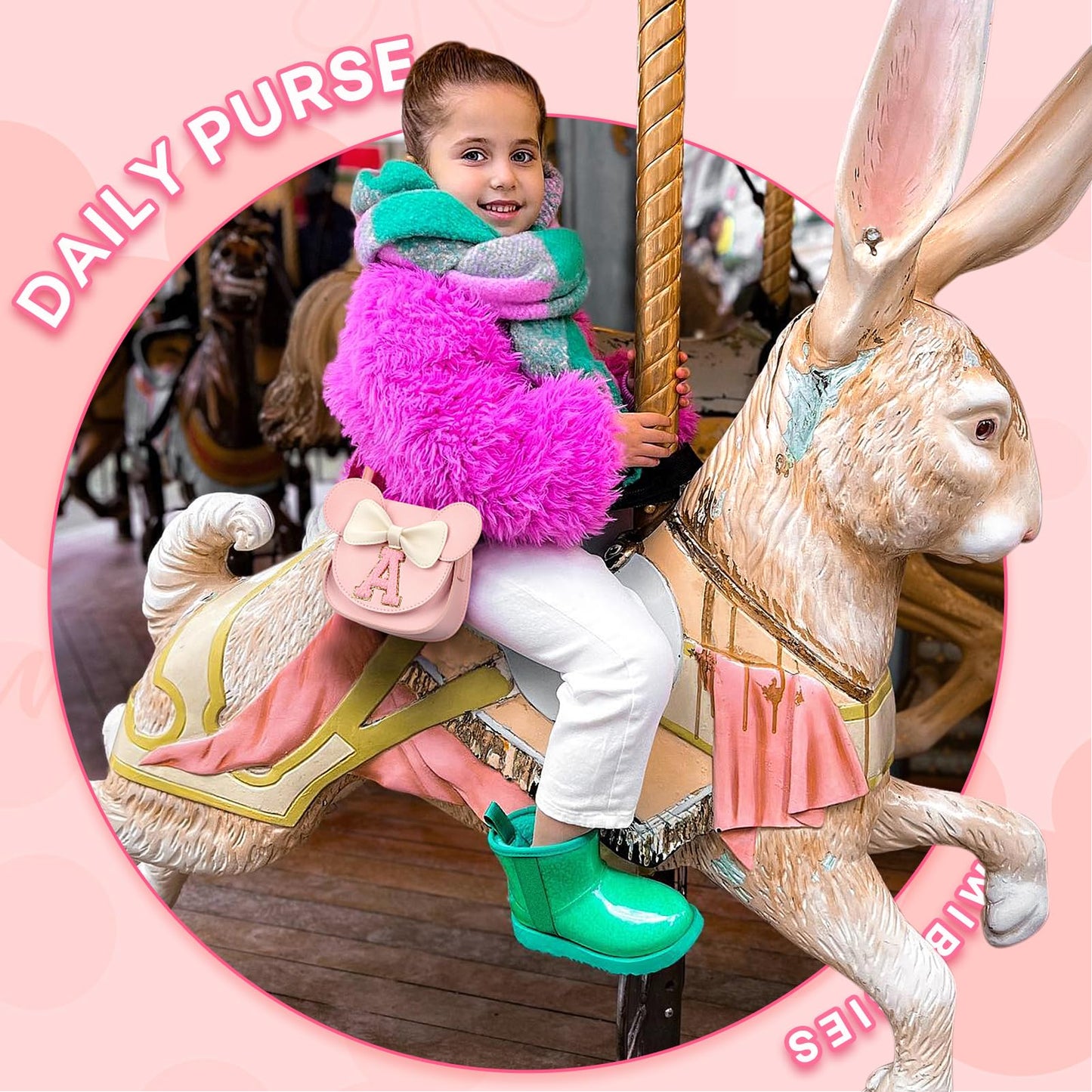 mibasies Toddler Purse Girl Gifts: Birthday Gifts for Girls 3-8 - Little Kids Gifts Mini Mouse Ears Bow Purse (Pink P)