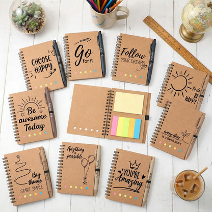 48 Pcs Employee Appreciation Gifts Bulk, 24 Sets Motivational Notebooks with Pens & Sticky Notes, Modern Kraft Inspirational Journals for Coworkers, Staff, Men & Women, Team Building (5.5 x 4.7 Inch)