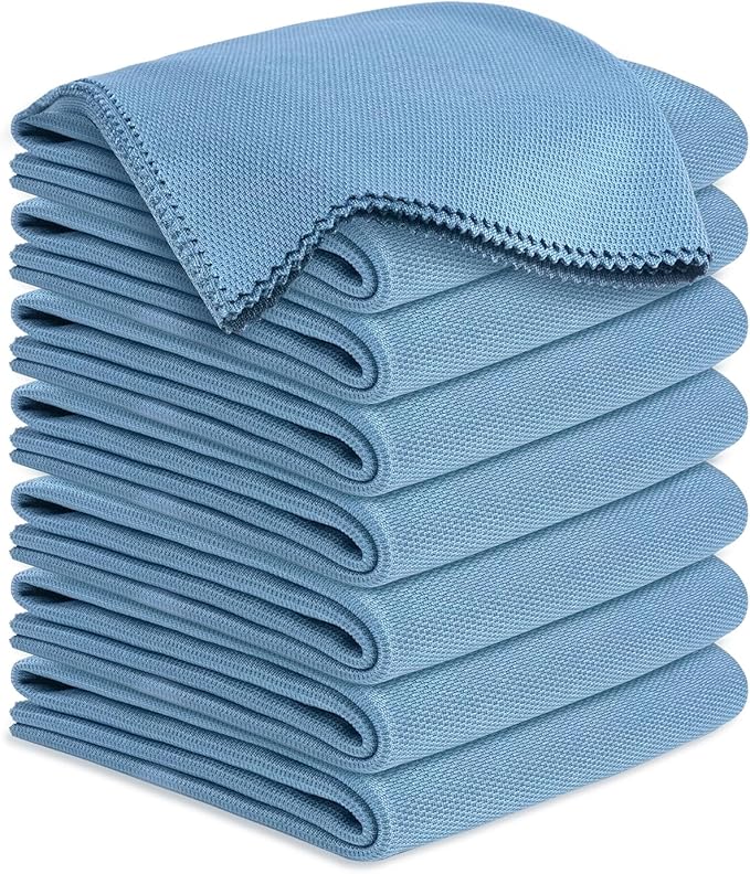 Microfiber Cleaning Cloths Glass Cleaner: 8 Packs 18X18 Window Cleaner Kit Wine