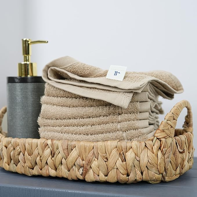 Tens Towels Pack of 24 Washcloths, 12 x 12 Inches, Lighter Weight, Quick to Dry
