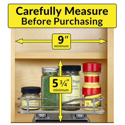 LYNK PROFESSIONAL® Pull Out Spice Rack Organizer for Inside Kitchen Cabinets - 4-1/4 inch Wide - Slide Out Drawer – Chrome Sliding Spice Cabinet Organization Shelf Racks - 2 Tier