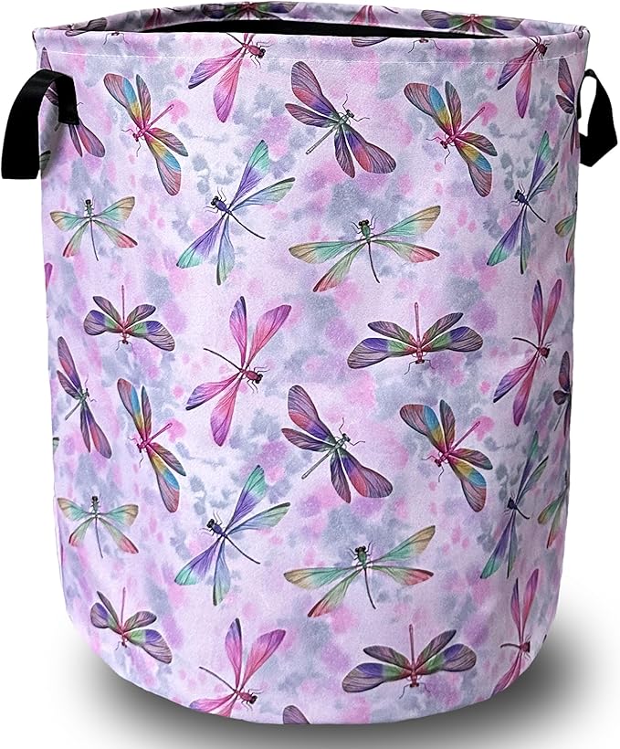 Watercolor Dragonfly Laundry Basket Foldable