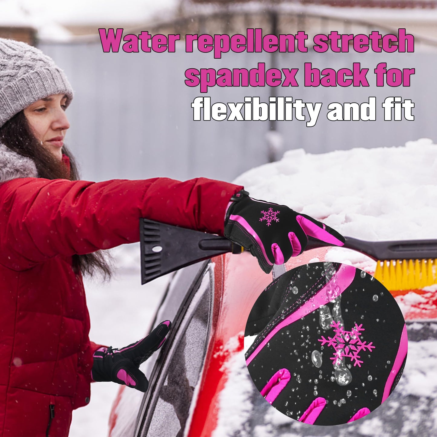HANDLANDY Womens Winter Work Gloves, Insulated Thermal Working Gloves Touchscreen Warm Gardening Gloves Small