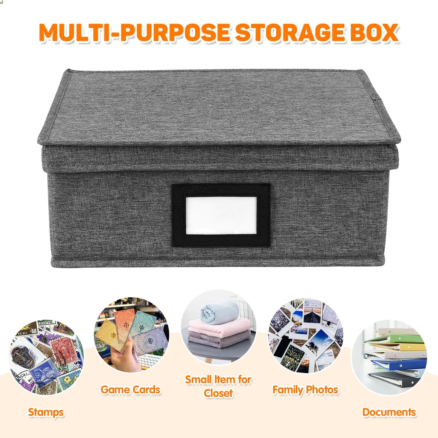 Photo Storage Box with Lid, Photo Organizer Box Fits Holds up to 1700 and 4x6 Pictures, with 8 Adjustable Dividers, 60 Labels, Photo Album Box for Envelopes, Scrapbooking, Recipes, Cards, Stamps