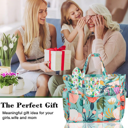Gifts for Mom Mothers Day, Mom Birthday Gifts from Daughters Floral Gardening Tools and Durable Garden Tools Organizer Tote, Ideal Gardening Gift for Women Plant Lover Present
