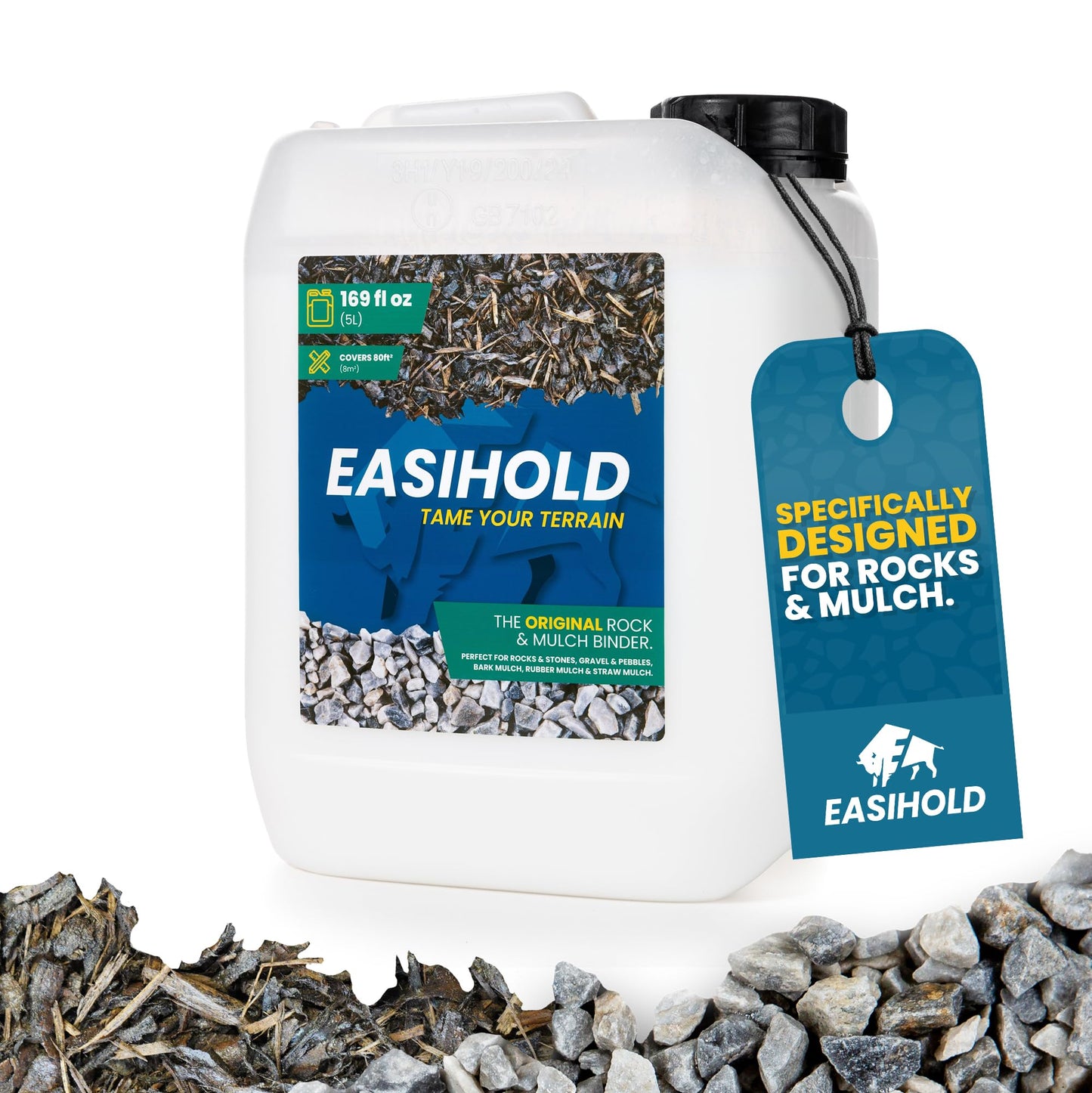 VUBA EASIHOLD ROCKS - Award Winning 5L XL Gravel Binder for Bonding Pebbles, Stones, Bark and Gravel on Borders, Patios and Garden Paths. Lasts up to 3 Years, Non Toxic, Ready to Use.