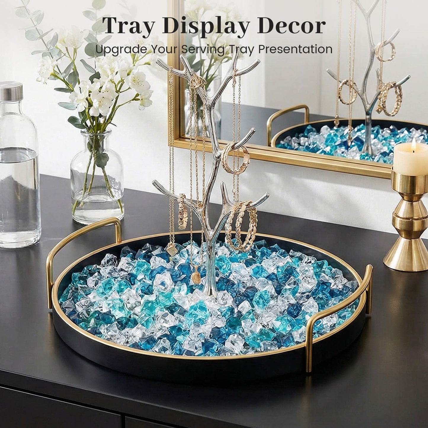 DomeStar 1050PCS 0.4 x 0.6inch Small Mixed Blue Fake Ice Rocks Vase Fillers, Aquarium Gravels Small Stones for Fish Tanks Decorations Home Table Scatter