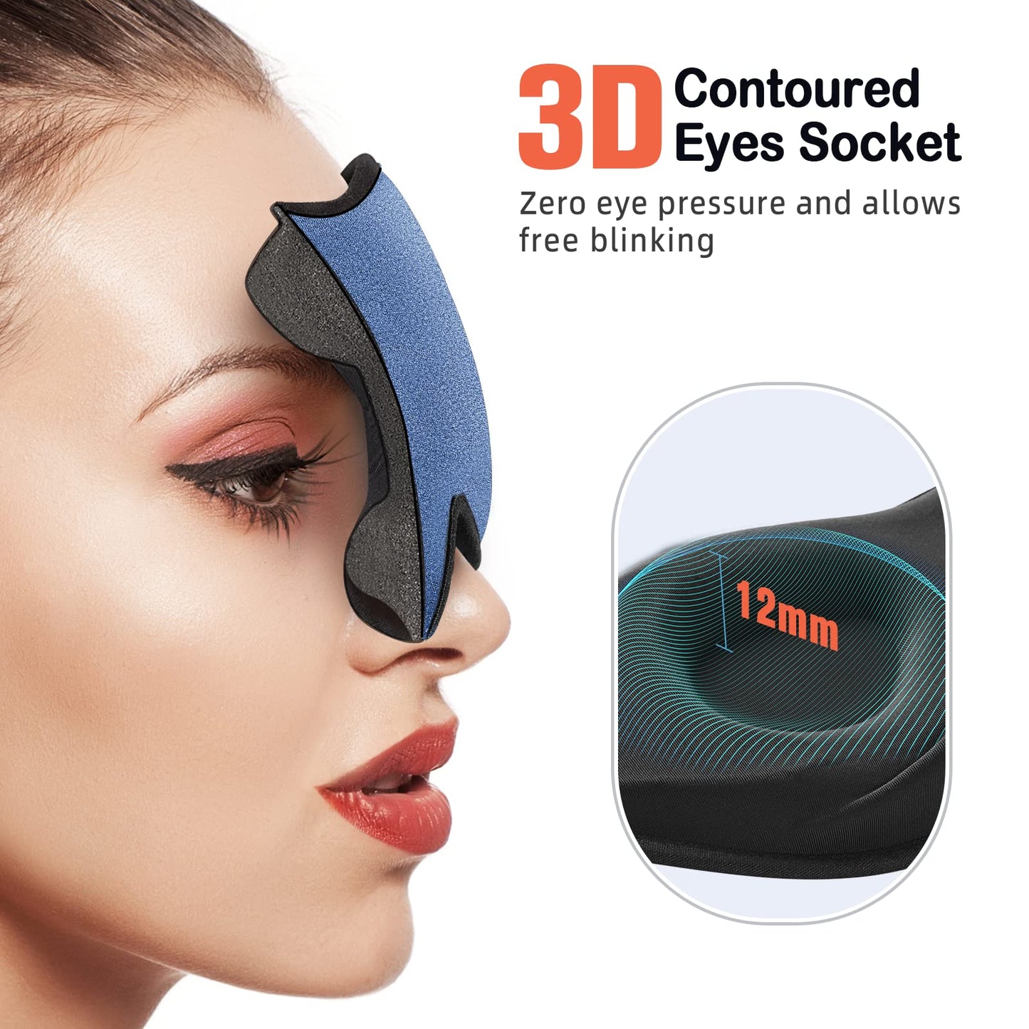 LitBear Sleep Mask for Side Sleeper Women Men, Eye Mask for Sleeping Light Blocking, 3D Contoured Cup Sleeping Mask, Soft Breathable Sleep Eye Mask with Adjustable Elastic Strap for Travel