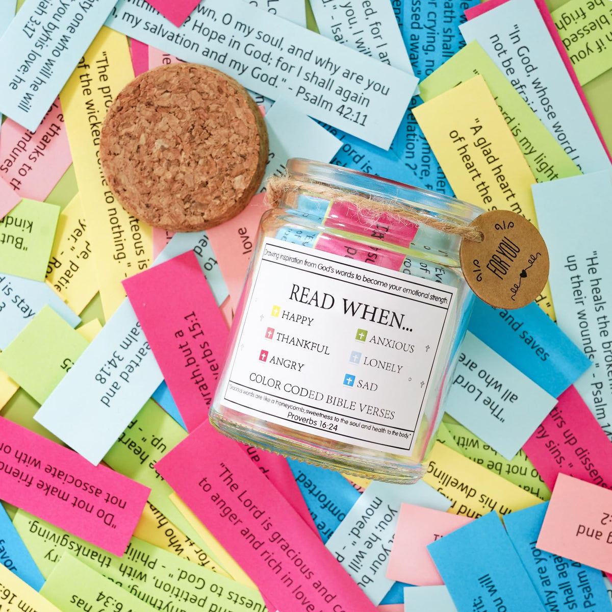 Bible Verse Jar, Bible Verses In a Jar, Christian Gifts for Women, Thanksgiving Gift, Religious Catholic Bible Verses Scripture Prayer Cards, Christmas Gift, Bible Accessories with Key Chain
