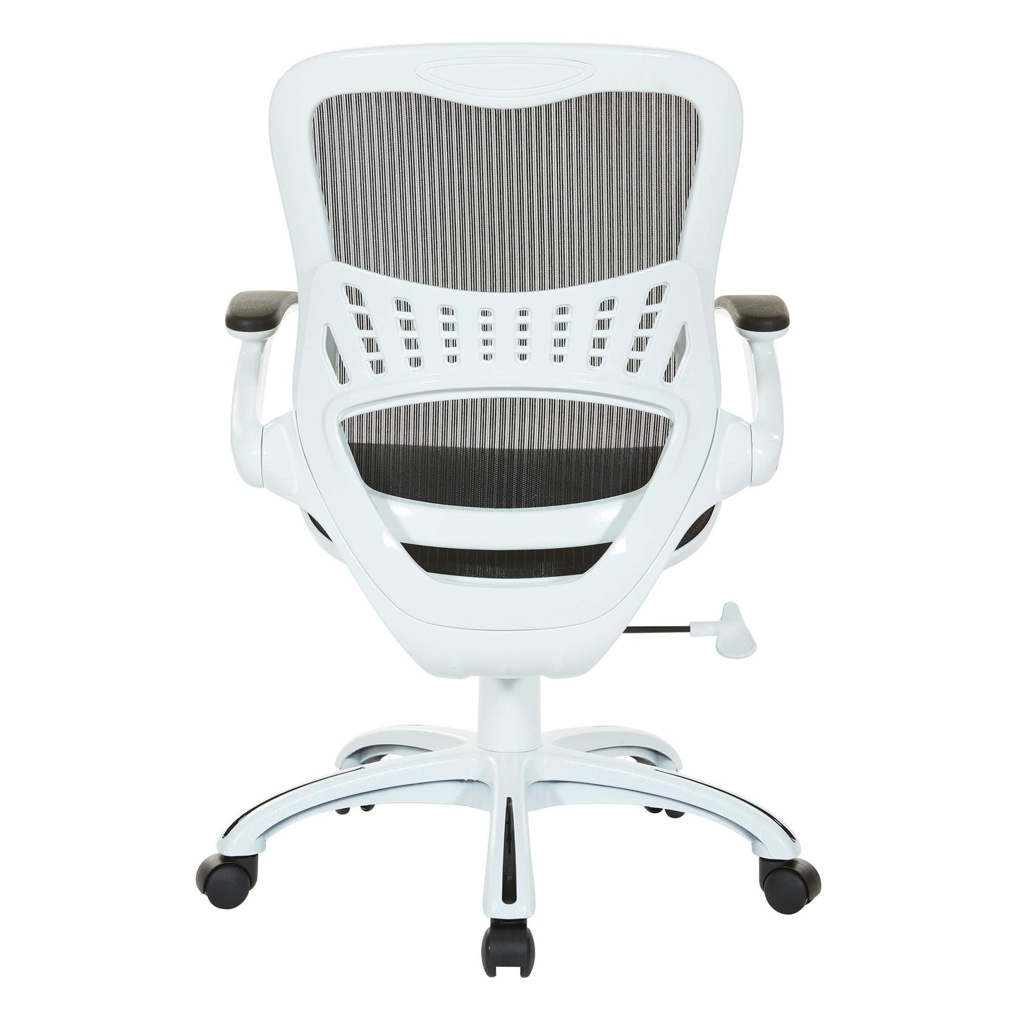 OSP Home Furnishings Riley Ventilated Manager's Office Desk Chair with Breathable Mesh Seat and Back, White Base with Black