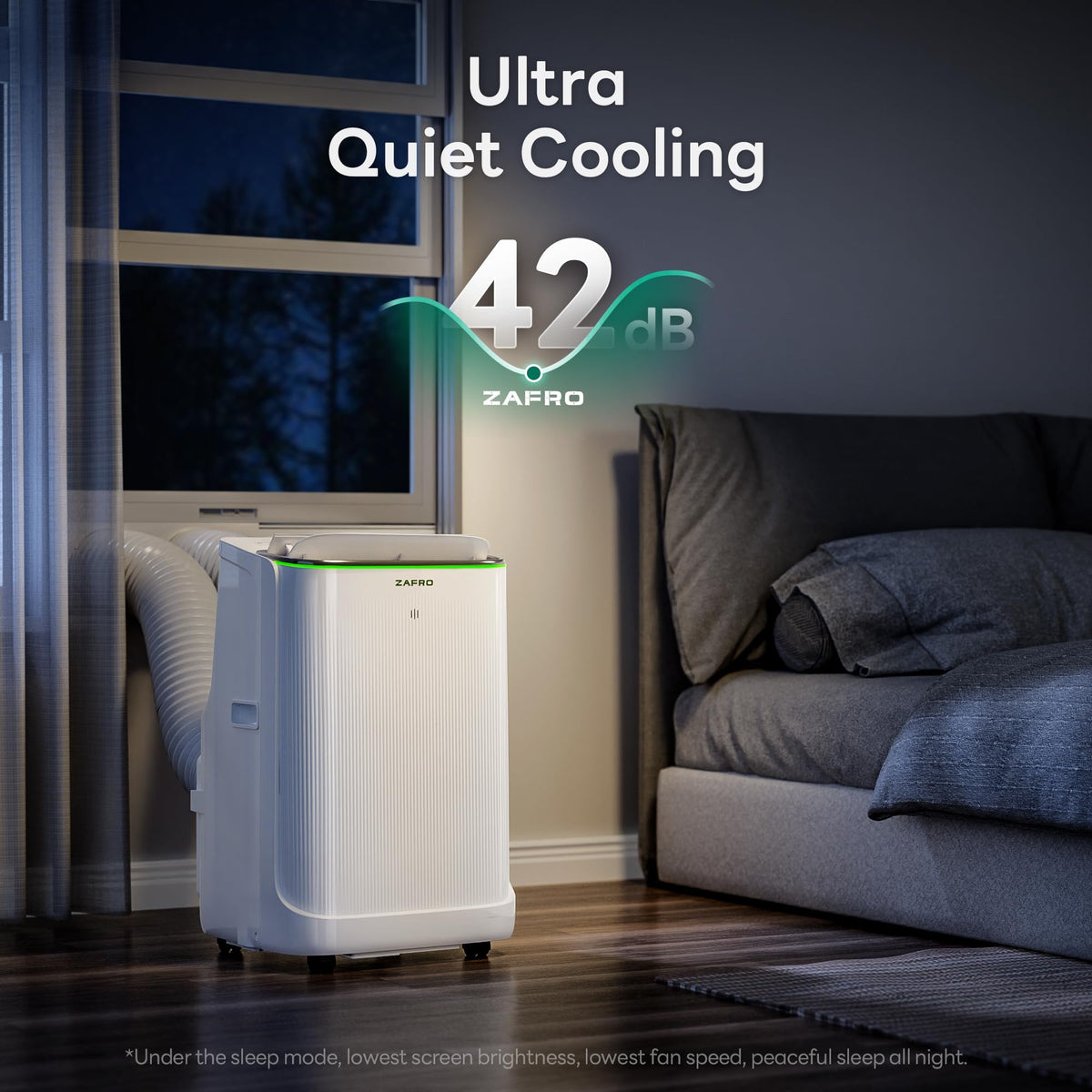 ZAFRO Smart Inverter Portable Air Conditioners, 14000 BTU (10000 BTU SACC) Dual Hose Portable AC Unit with Energy Saving/Ultra Quiet(42dB 2026)/Drainage-free Cool/APP/Remote for Multi-Scenario Use