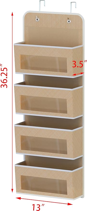 Simple Houseware 4 Clear Window Pocket Over Closet Door Storage Hanging