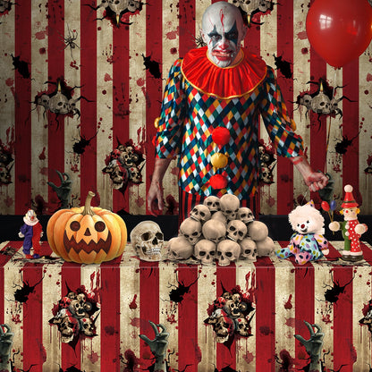 100 Ft Creepy Carnival Wallpaper, Rolls of Evil Circus Backdrop & Skull Wall Background for Haunted House Decorations