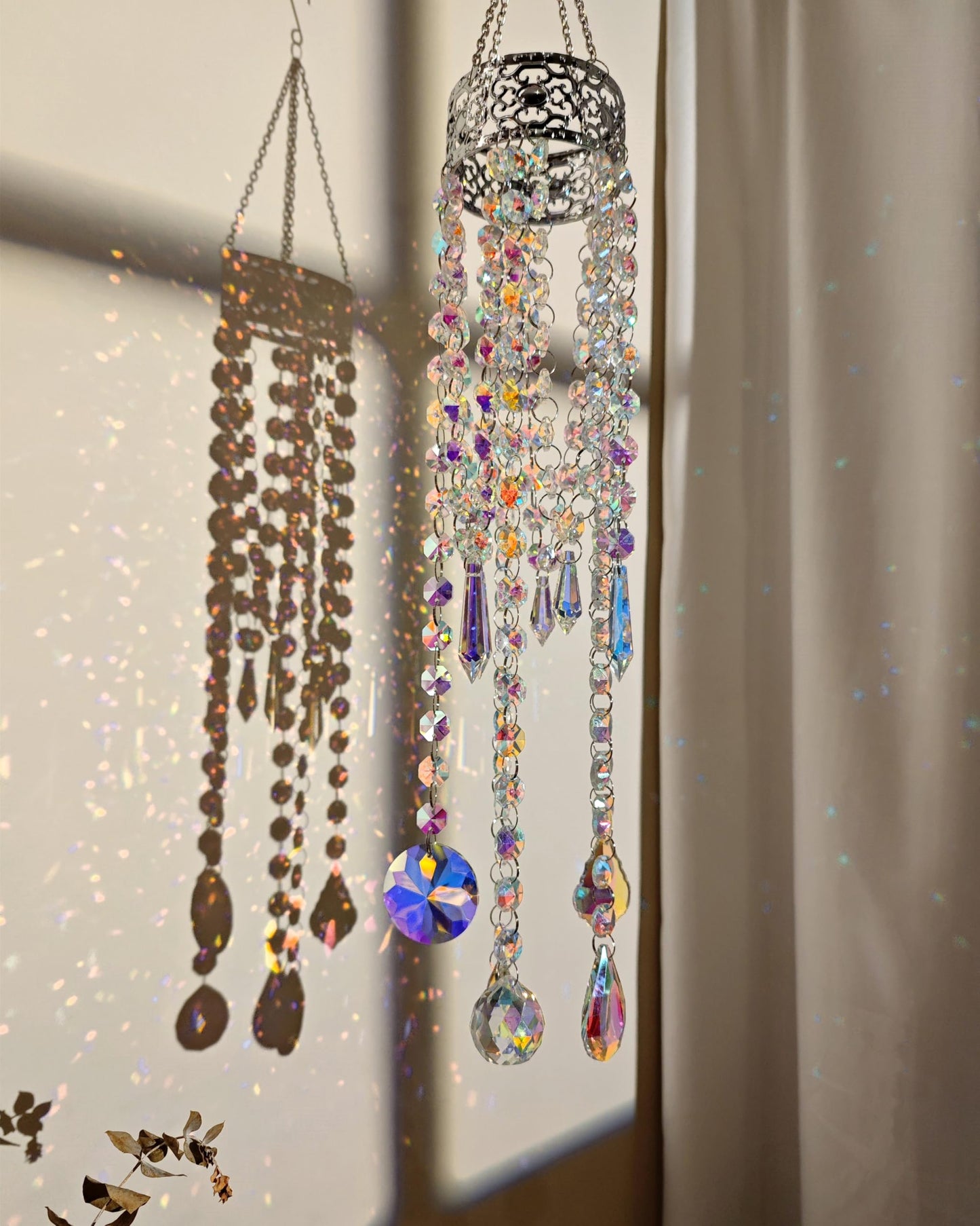 Brezalysia Crystal Chandelier Suncatchers for Indoor Windows Hanging Sparkly Decorations with Prism Beads Sun Catcher Rainbow Maker Home Decor