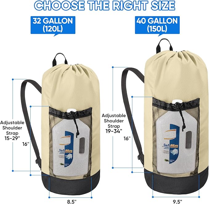 BALEINE 150L Laundry Bag Backpack, 900D Oxford Fabric Large Travel Laundry Bags
