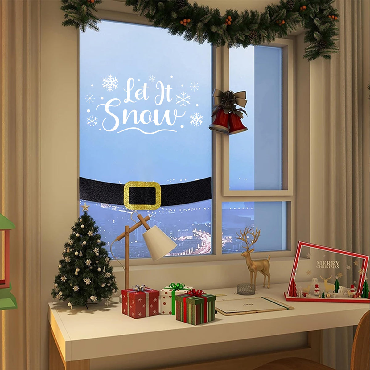 Let It Snow Snowflake Decals - Winter Snowflake Wall Stickers,Mural Stickers for Winter Xmas Home Refrigerator Wall Window Decor, Room Mural Stickers Wall Decals for Party Home Kitchen Decorations