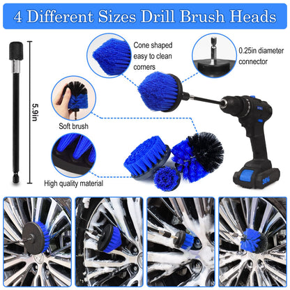 TTRCB 27Pcs Car Detailing Kit, Car Cleaning Kit, Car Detailing Brush Set, Drill Brush Set, Car Detailing Brushes, Car Wash Kit, Car Accessories, Car Cleaning Supplies for Interior, Exterior, Wheels