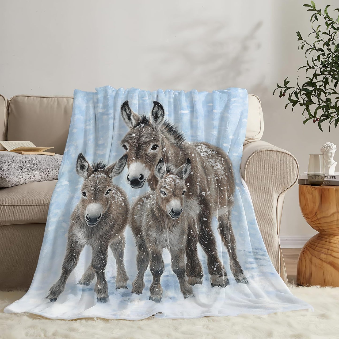 Tijuboni Donkey Throw Blanket Donkey Gifts for Girls Boys Women Men Kids Adults Soft Flannel Fleece Blanket for Couch Sofa Bed Home Decor 40"x50"