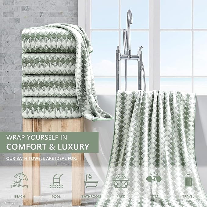 4 Piece Bath Towel Set Oversized Bath Sheet 35"x70" Bathroom Towel Extra Large