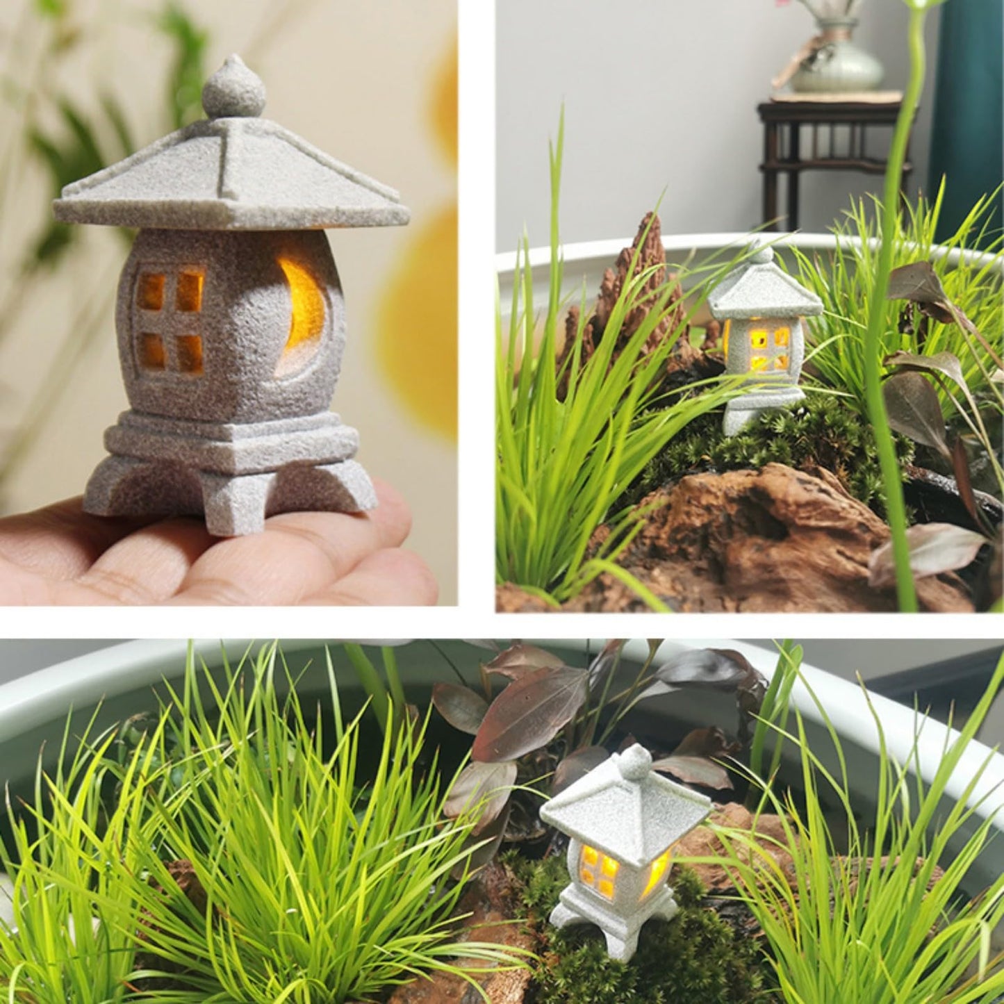 Daisylily Japanese Pagoda LED Lamp Statue Figurine, LED Lantern Pagoda Statue Figurines for Home Table Decor - Style B