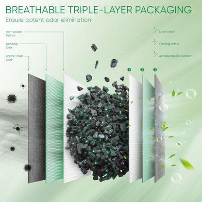 Innmily Bamboo Charcoal Air Purifying Bags, 6 Pack Natural Shoe Odor Eliminator, Sneaker Deodorizer and Moisture Absorbers for Clean Footwear, Shoe Odor Remover