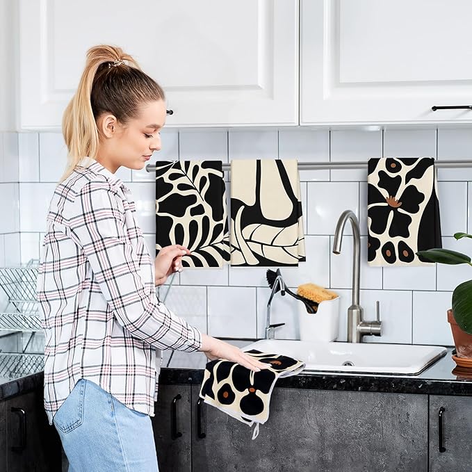 Breling Boho Kitchen Towels Set of 6 Boho Floral Dish Towels Cute Tea Towel