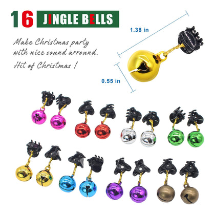 DecoTiny 20pcs Light Up Beard Ornaments, 16 Pcs Sounding Jingle Bells, 4 Pcs Lights and Bauble Ornaments - Great Christmas and New Year Festival Gift for Friends and Husband