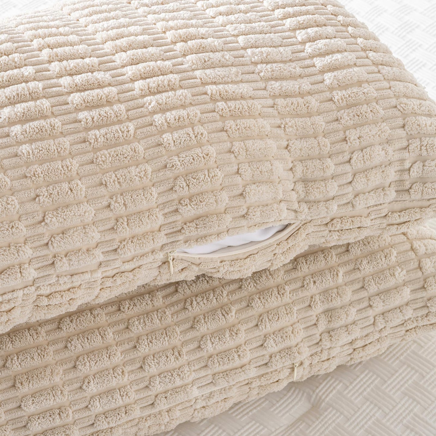 Fancy Homi Decorative Throw Pillow Covers for Bed Couch Bedroom Bench, Soft Corduroy Solid Pillow Case, Rustic Farmhouse Boho Room Decor,54" x 20" (Pack of 1),Tan