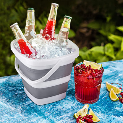 Craftend Collapsible Bucket, 5L 1.3Gallon Small Cleaning Mop Buckets for Household Outdoor Car Washing Tub Plastic Foldable Portable Camping Beach Sand Water Pot Pail Space Saving Square