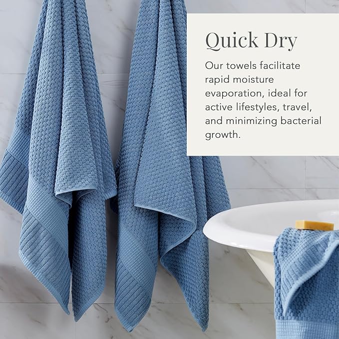 NY Loft 100% Cotton Bath Towel 4 Pack | Super Soft & Absorbent Quick-Dry Bath