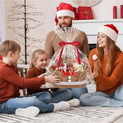 Zopeal Valentine's Day Woven Basket with Gift Bag, Ribbon and Red Tissue Paper Gingerbread Man Woven Bin Empty Shelf Basket Holiday Decorative for Xmas Gifts, 12 x 8 x 5 Inch