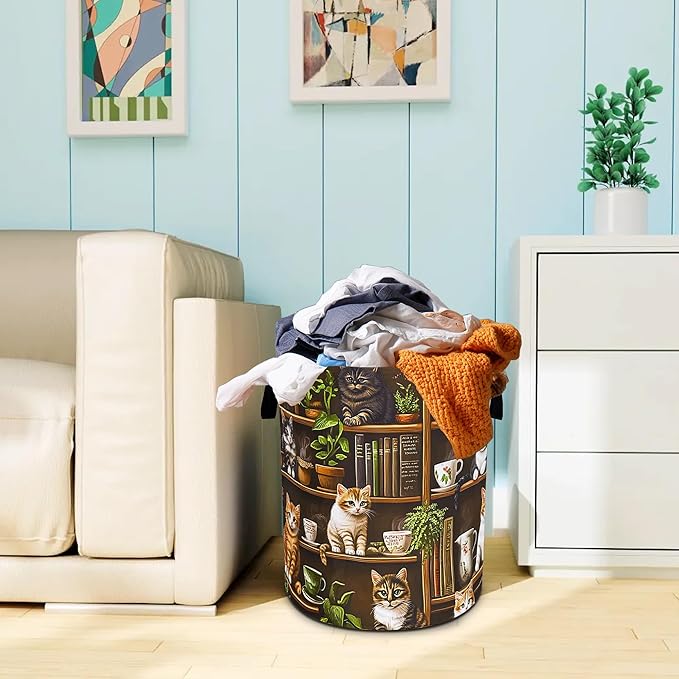 Cute Cat Laundry Basket Bookshelf Animal Oxford Cloth Laundry Hamper Funny
