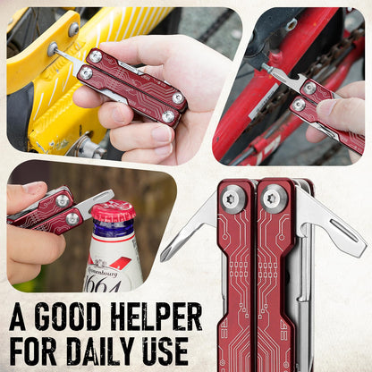 BIBURY Mini Keychain Multitool Scissors BI2061R, 9 in 1 Multitool EDC Scissors with Screwdriver, Bottle Opener, Pocket Knife, Spring -Mini Multi Tool for Outdoor, Daily Use, Gifts for Men and Women