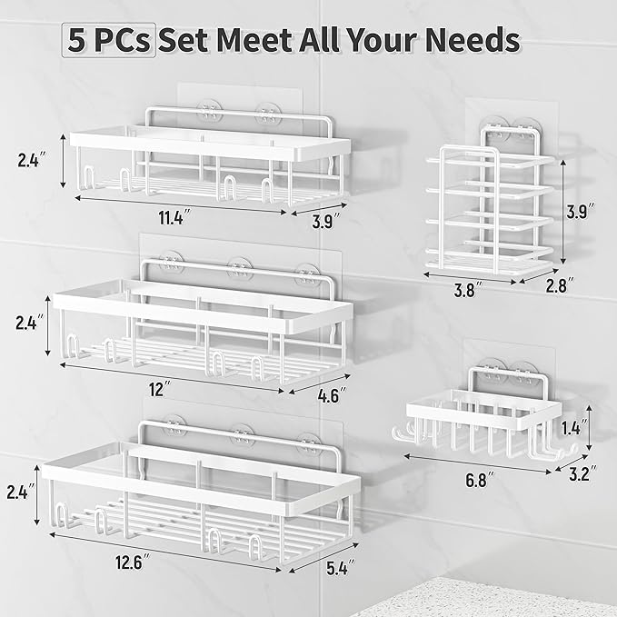 5 Pack Shower Caddy Organizer Rack Shelf