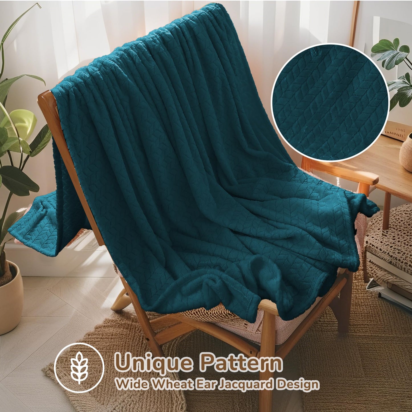 RALYSUN Flannel Throw Blanket 60x80 inches, Cozy for Couch & Bed, Outdoor Camping Travel Blanket Pet Friendly, Room Decor for Spring Summer, Mothers Gifts, Lake Blue