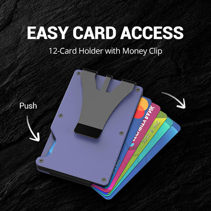 Anti-lost bluetooth wallet tracker, mens money clip, Trackable metal Wallet (IOS Only) with Customized Electronic photo/Text information, Slim RFID Credit Card Holder build-in Find My Tracker
