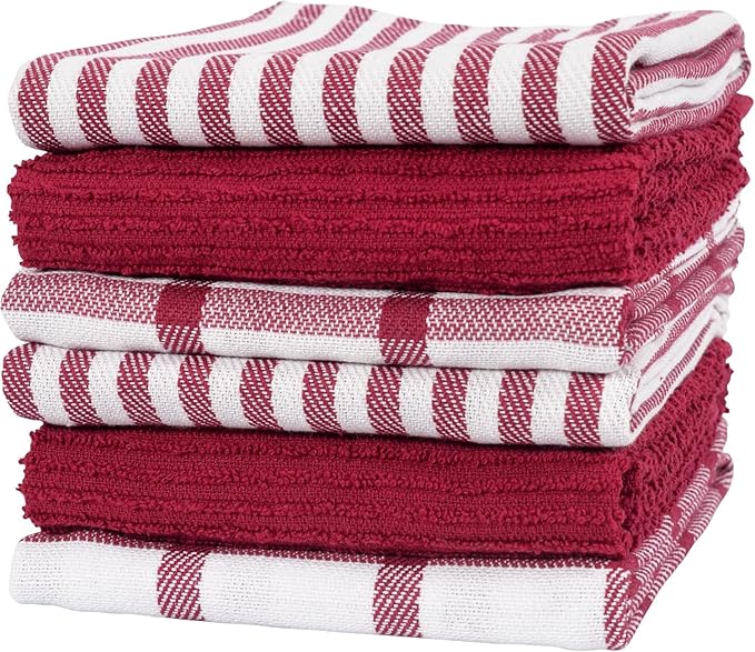 KAF Home Premium Kitchen Towels, Large 100% Cotton, Flat & Terry Absorbent Dish