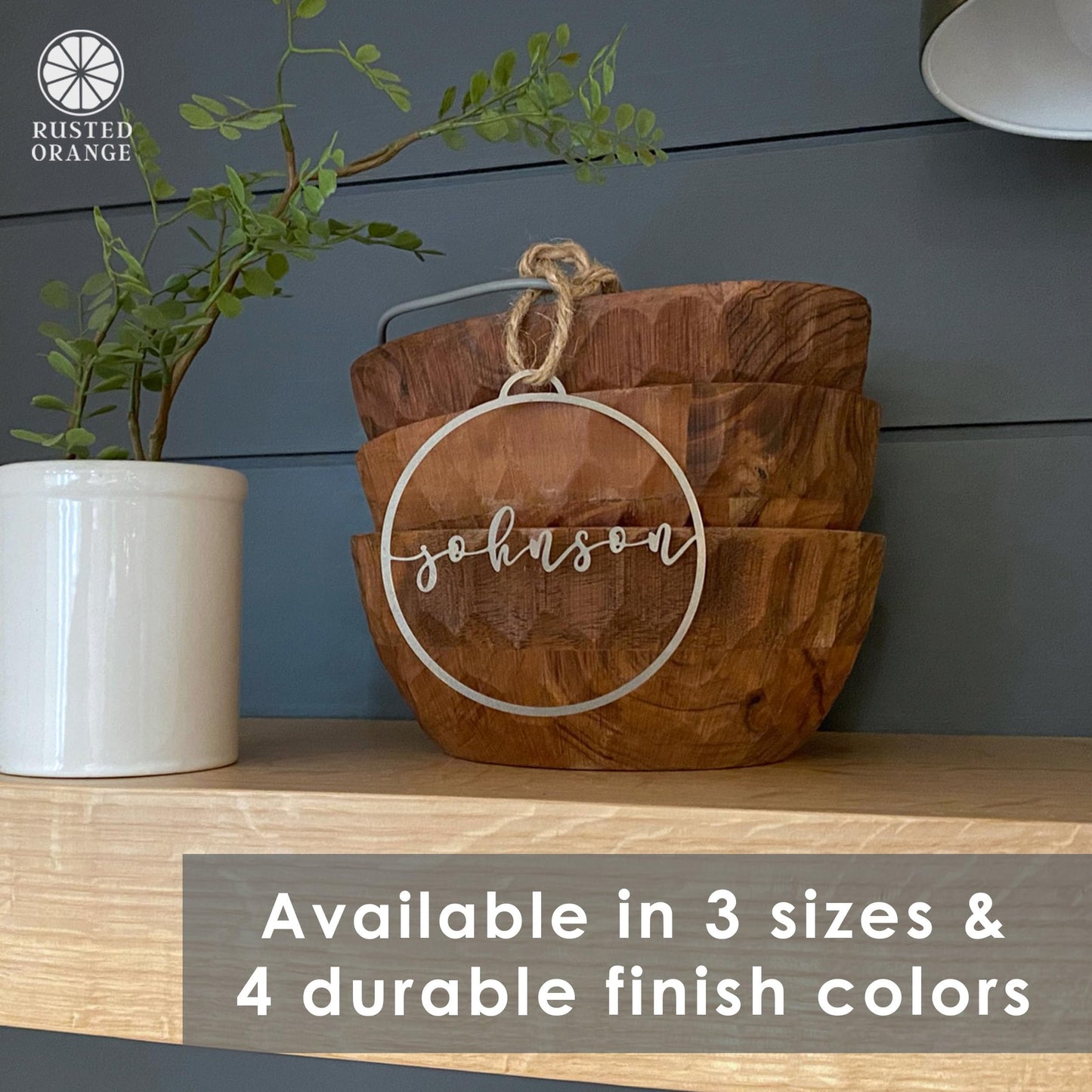 Minimalist Custom Ornaments (5 Pack; 4 inch) - Personalized Modern Metal Cursive Name Christmas Ornaments for Christmas Tree