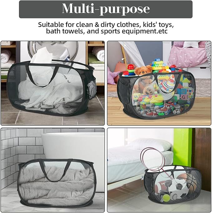2 Pcs Durable Collapsible Laundry Baskets