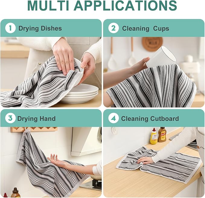 SALAS Kitchen Dish Towels for Drying Dishes, Large Cotton Kitchen Cloths Hand