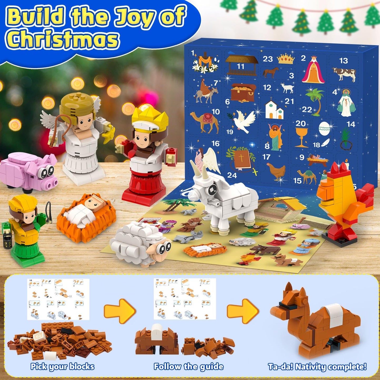 Nativity Advent Calendar 2025 Kids,24 Day Christmas Countdown Calendar Building Blocks Set,Surprise Xmas Gift for Adult,Teen Girls & Boys