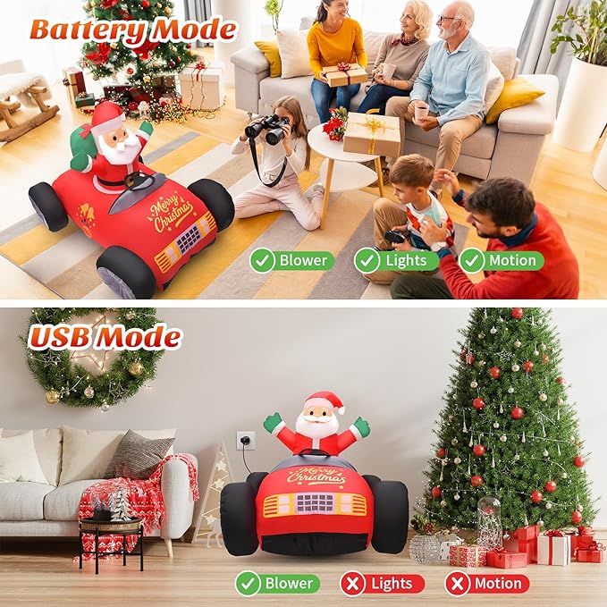 KLYLOP Remote Control Christmas Toy for Kids with Auto Inflate, 3.5FT Christmas Inflatables Santa Toys Car with 360°Rotation, Forward & Backward, Christmas Decor with Xmas BGM for Boys Girls Birthday