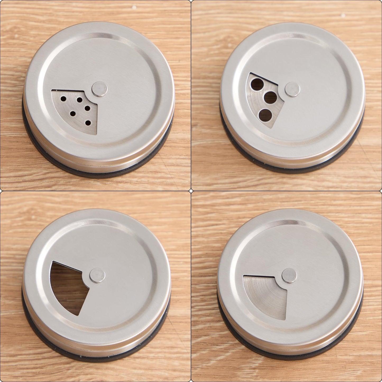 Rekidool 8 oz Glass Sugar Shaker with Stainless Steel Rotating Cover - 3 Adjustable Outlet Holes Holes for Precise Dispensing, Kitchen & Coffee Bar Essential for Coffee, Tea, Baking, 2 Count