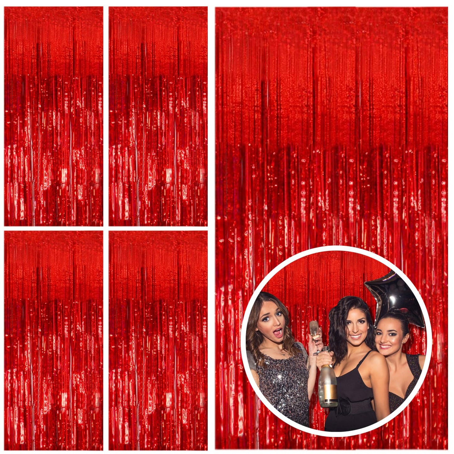 2 Pack Pink Backdrop Party Decorations Tinsel Curtain Party Backdrop Foil Fringe Birthday Decorations Photo Booth Streamer Backdrop Pink Theme Bachelorette Graduation Decor