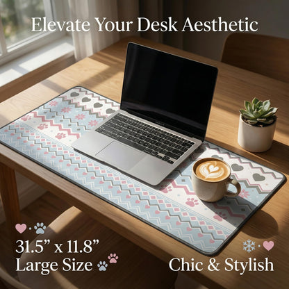 Large Desk Pad, 31.5" x 11.8" Mouse Pad, Desk Mat, Computer Laptop Desk Mat Mouse Keyboard Pad, Modern Abstract Desktop Protector, Desk Accessories, Desk Writing Makeup Mat for Office Home School