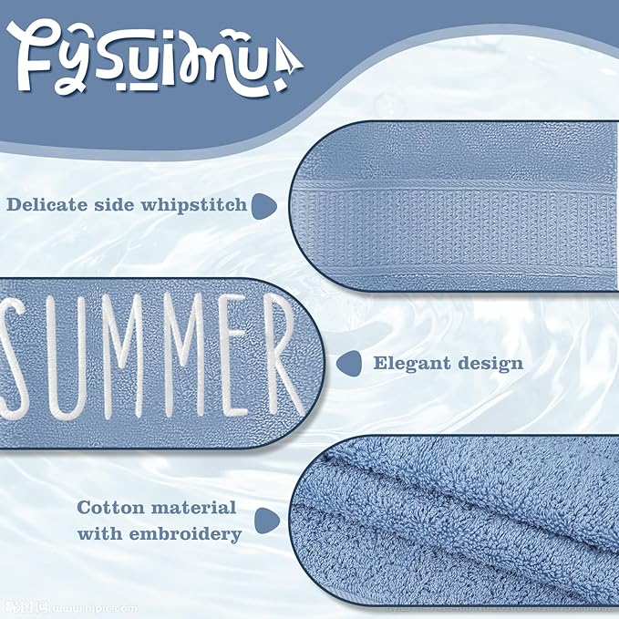3Pcs Summer Hand Towels Cotton Embroidered Bathroom Towel 3 Colors Absorbent