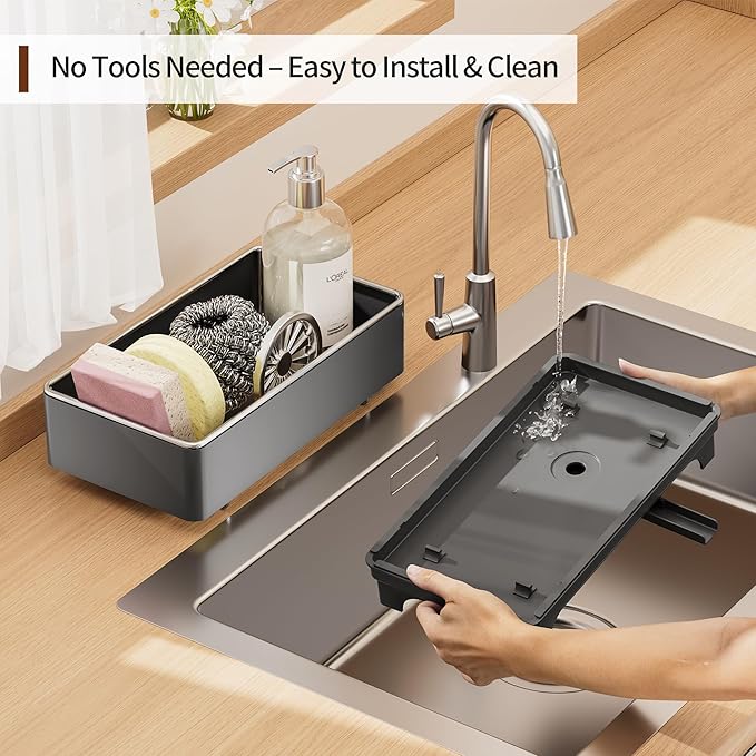 MOUKABAL Sponge Holder for Kitchen Sink – Rustproof Stainless Steel, 360°